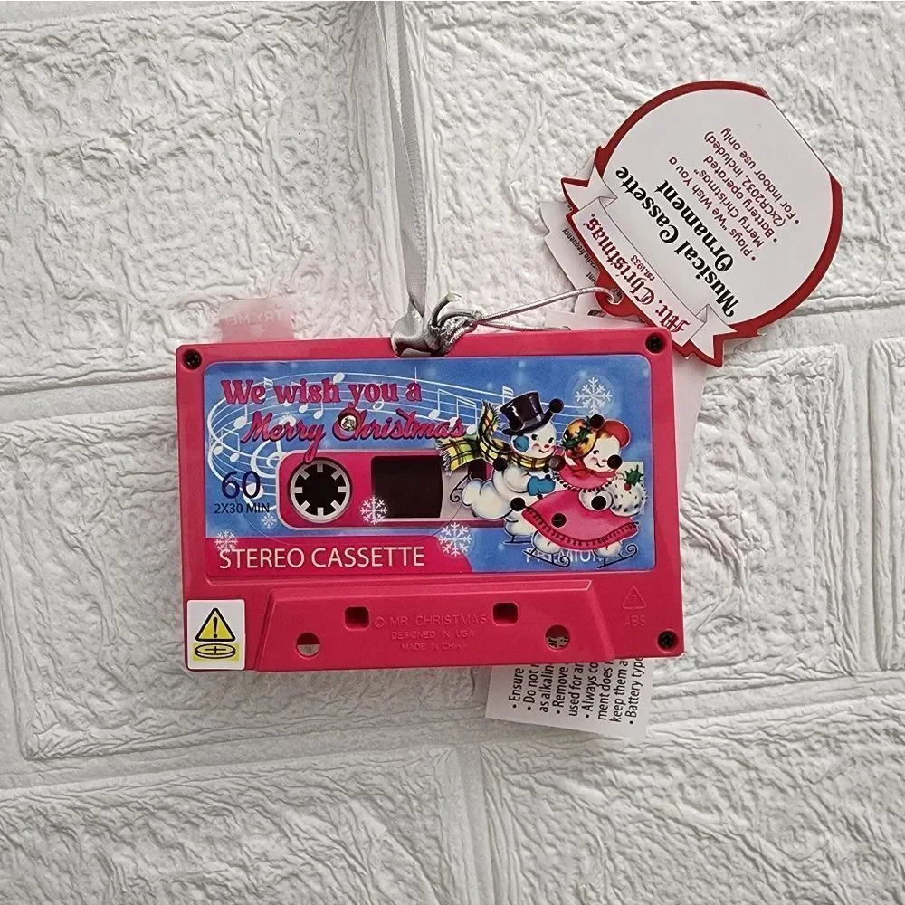 New Retro Santa Cassette Musical Ornament Plays 